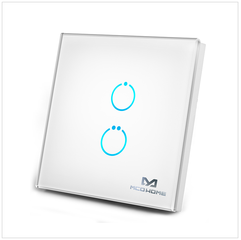 MCO Home Glass Touch Switch 2 Button Top Merken Winkel